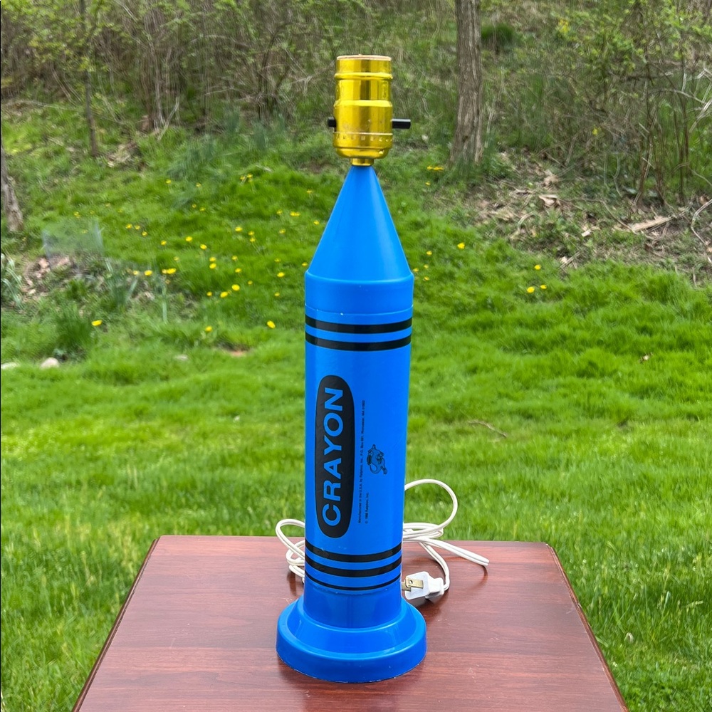 Vintage 1988 Ralphco Blue Crayola Crayon Lamp Tested & Working 90s Kid Y2K
